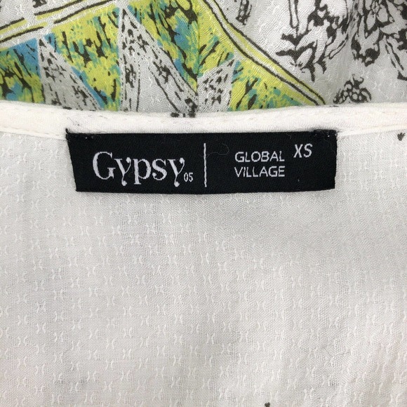 Gypsy 05 Global Village Womens Size XS Cross Front Romper Bohemian Printed - Picture 7 of 9